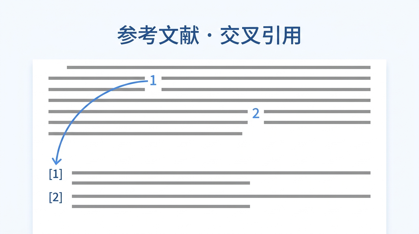 Word 交叉引用示意:正文角标与文末参考文献编号联动